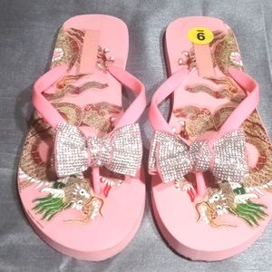 Bebe pink thong flip flops